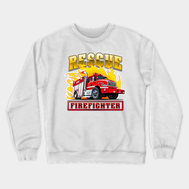 Cartoon Fire Truck Crewneck Sweatshirt by Mechanik